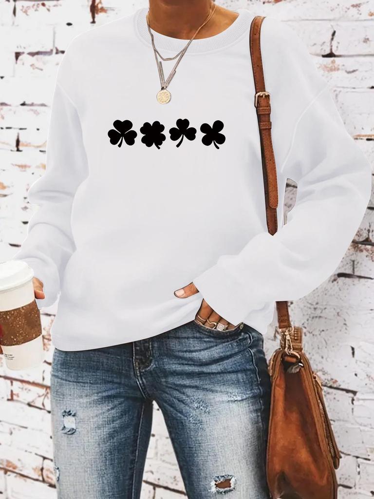 Women's St. Patrick's Day Round Neck Pullover Hoodie - Fall/Winter Casual