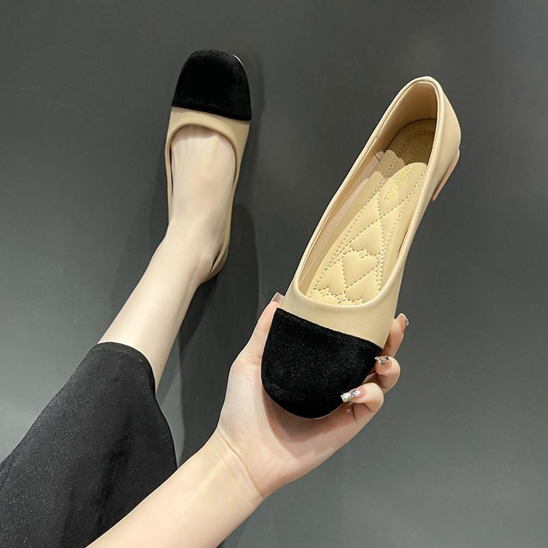 Fashion Versatile Women's Flats Shoes Soft Sole Low Heel New 2024 Autumn Style One-step Bean Shoes Perfect Skirts