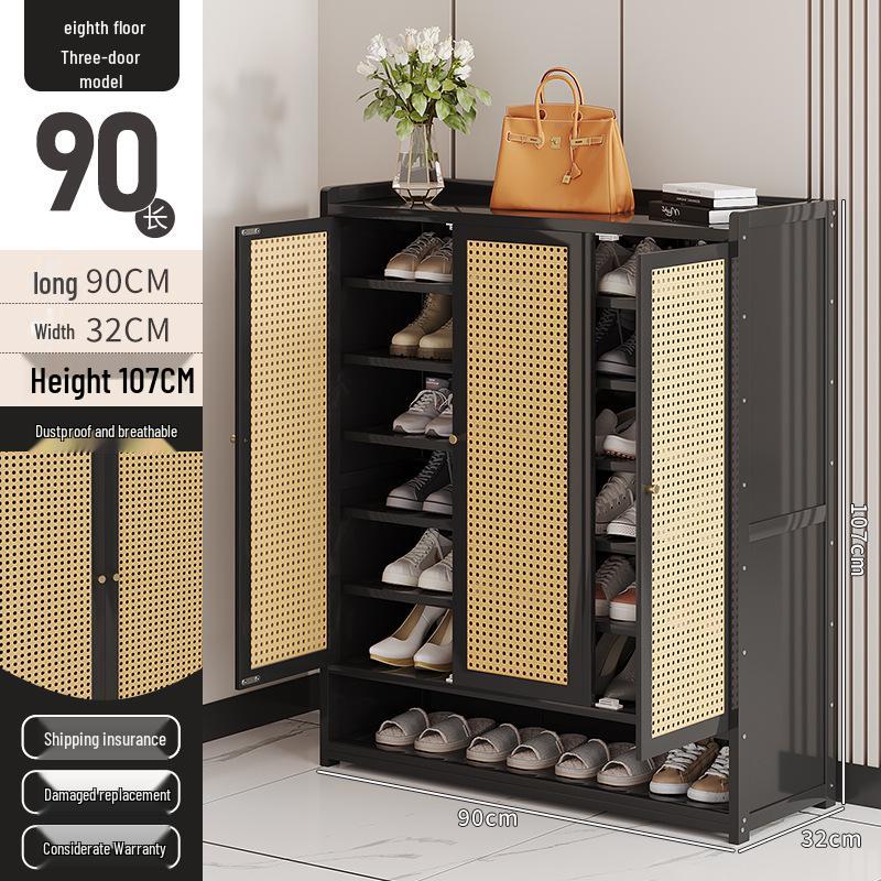 Japanese Rattan Dustproof Shoe Cabinet - Compact, Large-Capacity Entryway Storage Rack