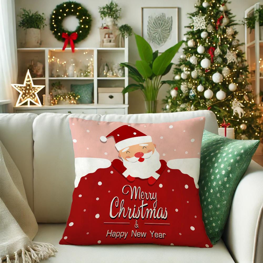 1pcs Classic Santa Claus Series Cushion Pillow Cover Fashion Christmas Theme Snowman Pattern Pillowcase For Home Sofa Decoration
