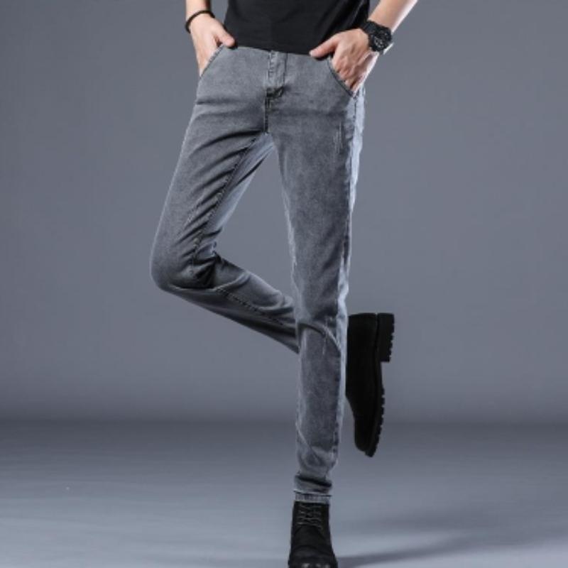 New Classic Designer Trendy Men Skinny Jeans Light Blue Washed Slim Fit Simple Casual Fashion Street Denim Pants
