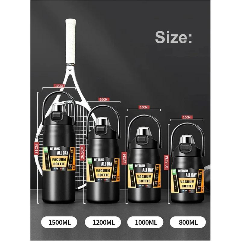 304 Stainless Steel 1500ml Thermal Portable Outdoor Thermos Mug Tumbler Vacuum Flasks Cold and Sport Water Bottle with Straw