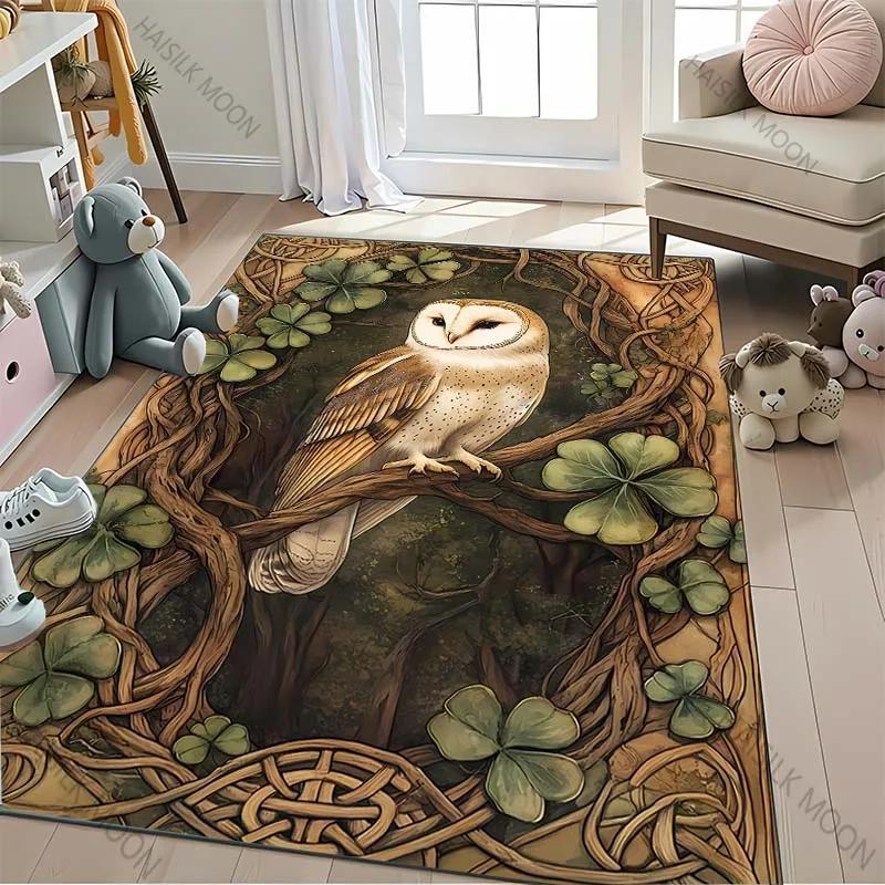 

3D Owl Theme Carpet Children s Game Mat Children s Room Decoration Area Floor Mat Non-slip Carpet Bedroom Warm Gift 40x60cm