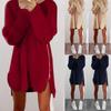 Luxurious Womens Jumper Knitted Sweaters Dress With Solid Casual Long Sleeves