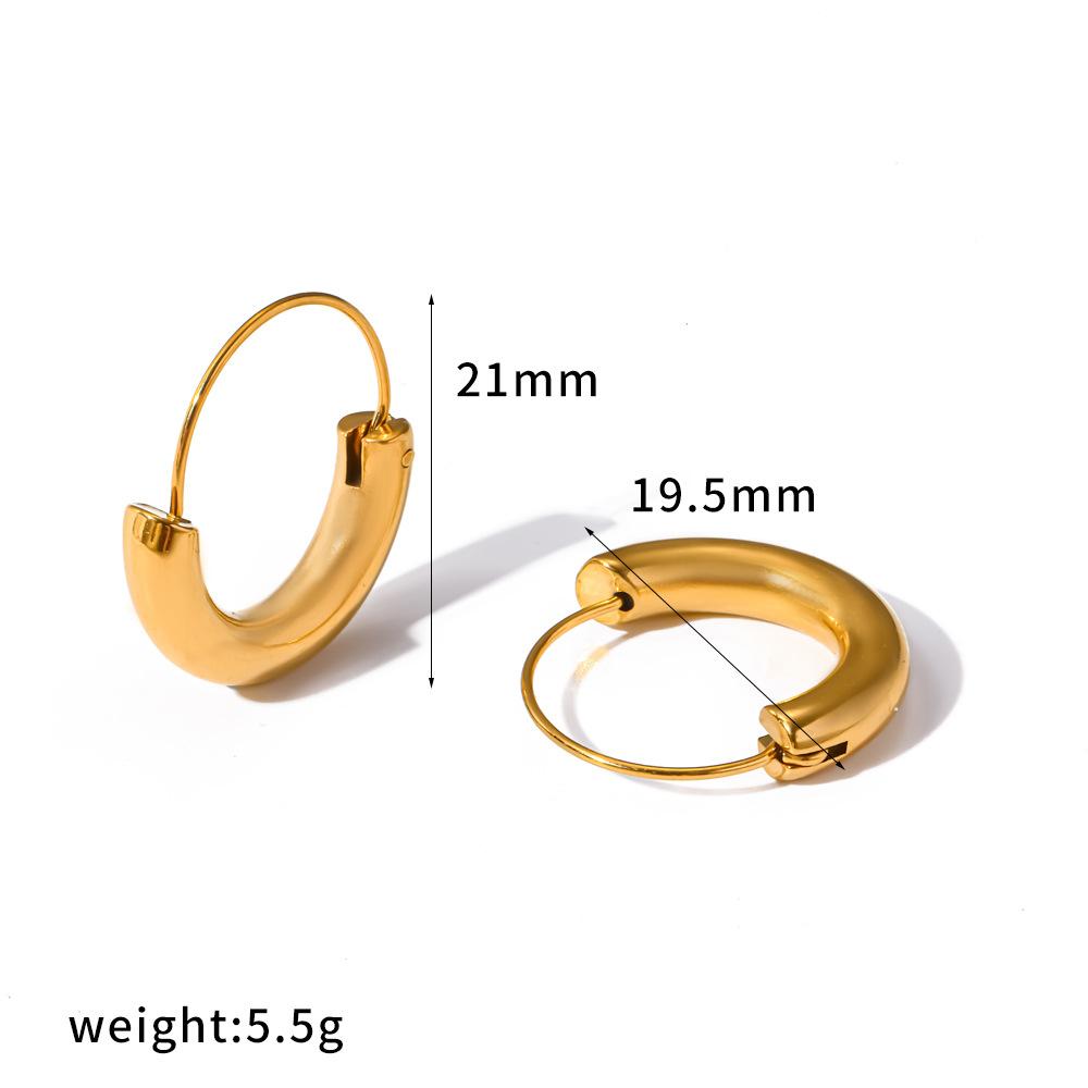 Stainless Steel Classical Hoop Earrings for Women Tarnish Free Waterproof Antihistamine 18K Fashionable and Versatile Jewelry