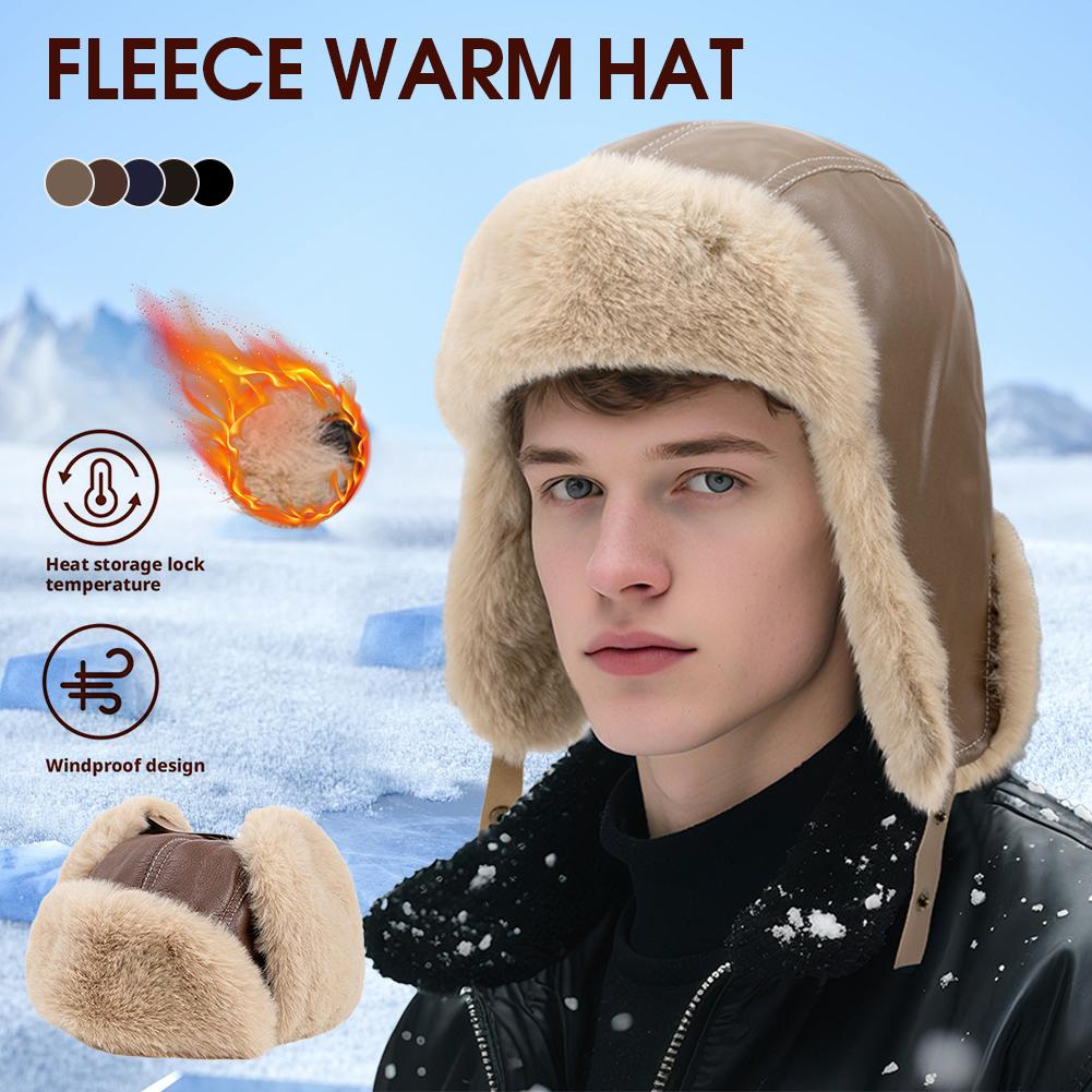 Retro Pilot Motorcycle Lei Feng Hat Winter Outdoor Thick Warm Windproof Ear Protection Hat for Skiing Cycling and Walking