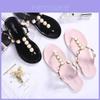 Exquisite Damen Perlen Flache Strand Flip-Flops Hausschuhe Für Sommer Komfort Und Stil