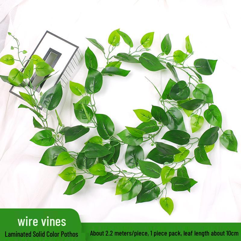 Искусственная лиана Ротанговый Потос: Зеленая пластиковая крышка для цветочной и водяной трубки кондиционера