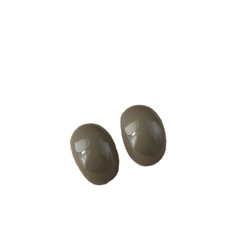 Silver Needle Curved C-shaped Oval Water Drop Resin Stud Earrings Korean Autumn and Winter Retro Temperament Earrings Niche Simple Earrings
