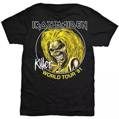 Klassische Rock Metal Band T-Shirt Iron Maiden Herren Killers World Tour 81 T-Shirt, Schwarz