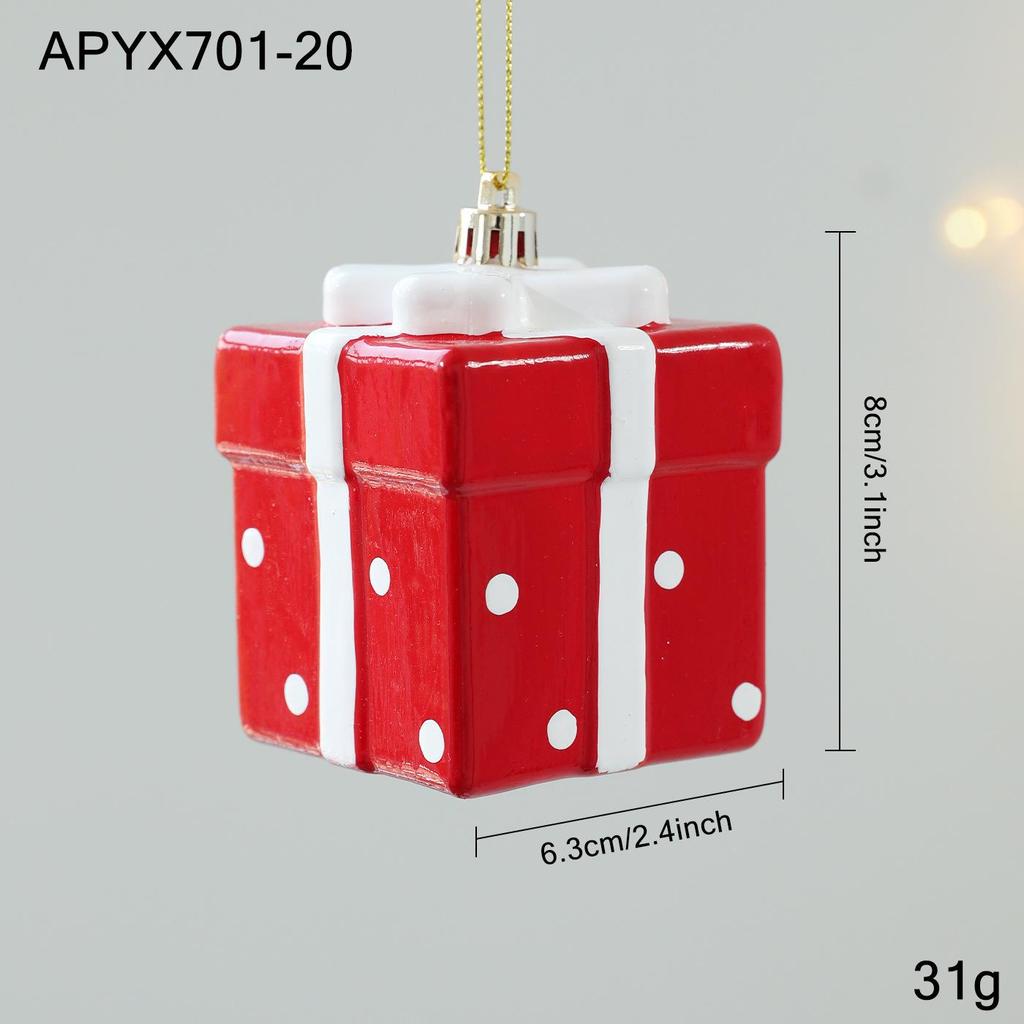 Red and White Sticky Powder Plastic Cartoon Pendant for Christmas Tree Decoration