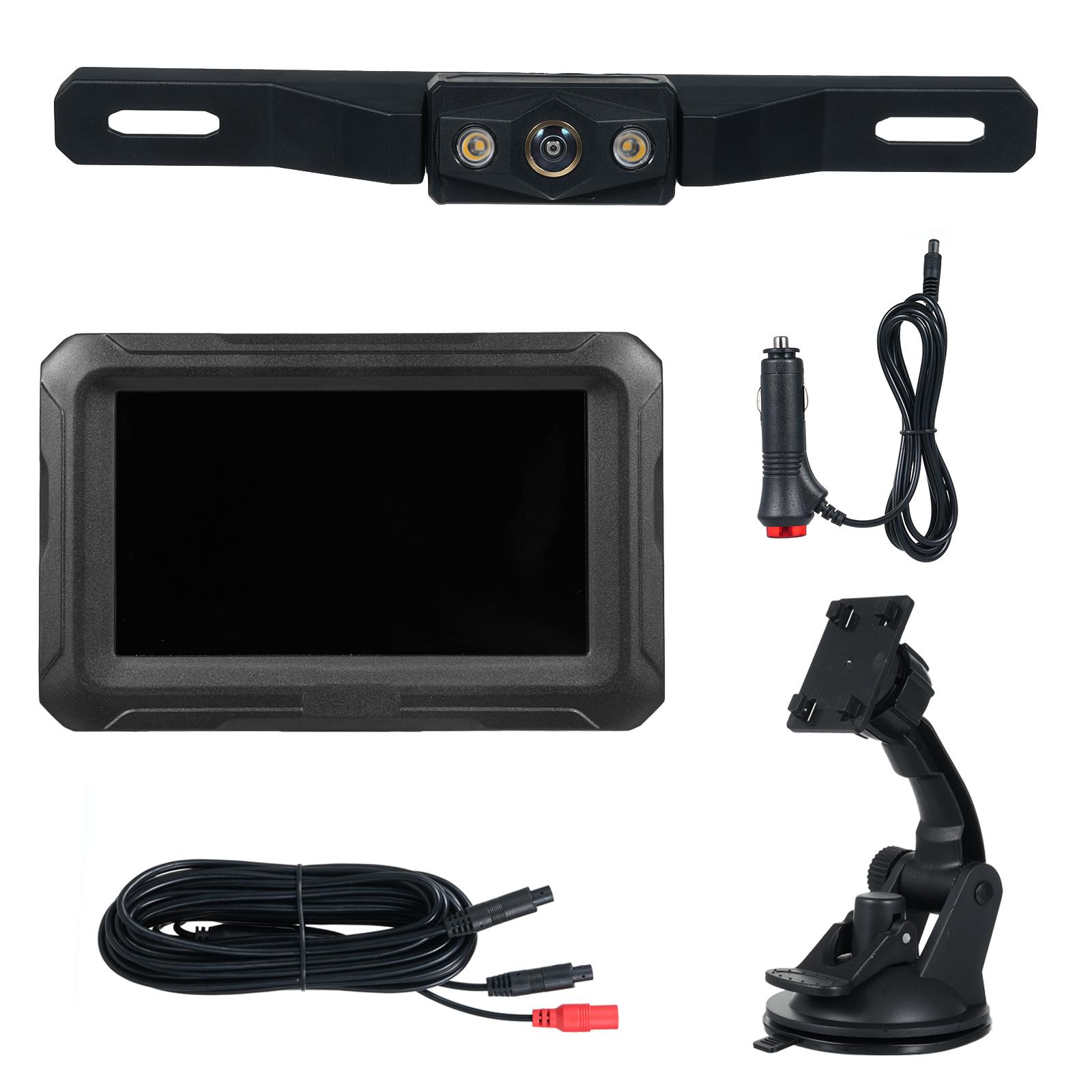 

Резервная камера, 1080P автоматическая цветная водонепроницаемая камера заднего вида с ночным видением и 4,3-дюймовым монитором чёрный