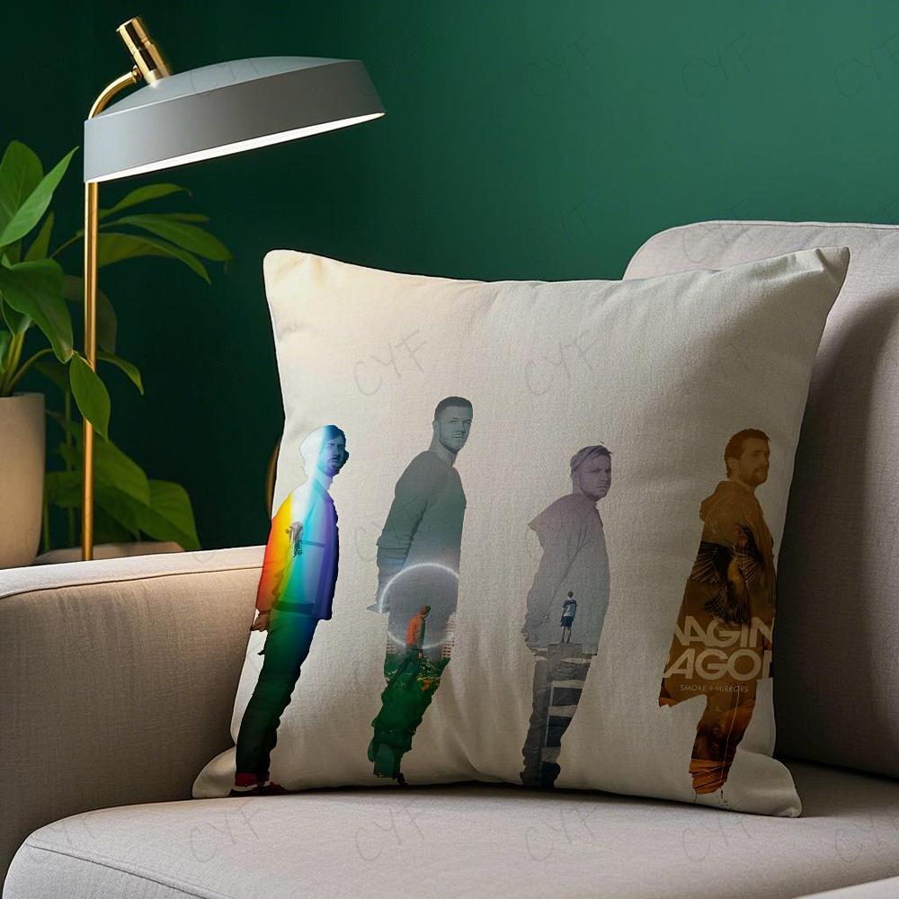 Imagine D-Dragons Band Pillow Case Anti-Dustmite Pillowcase Invisible Zipper Silky Short Plush Sofa Cushion Cover