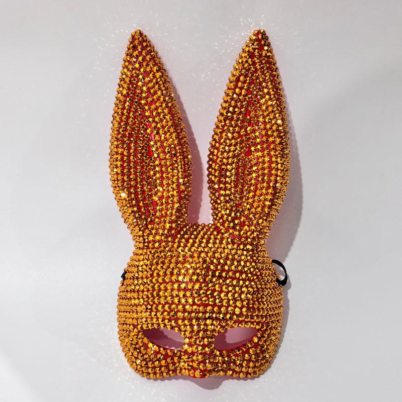 Halloween Animal Party Sequin Rabbit Mask, Cosplay Masquerade Stage Performance Animal Dress Up Photo Prop for Adults Kids