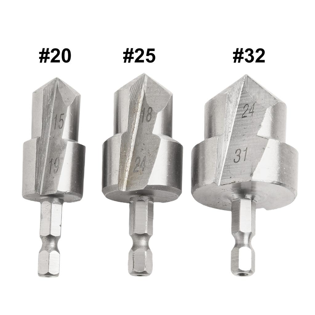 3pcs PPR Lifting Stepped Drill Bit Hexagon Shank Water Pipe Connection Tool 20/25/32mm Water Pipe Expansion Drill Punch Plumber