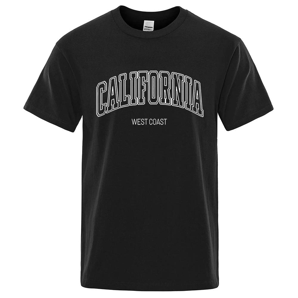 California West Coast Street Letter Tops Men Hip Hop Crewneck Tee Clothes T Shirt Summer T-Shirt Street Cotton Tshirt 80555