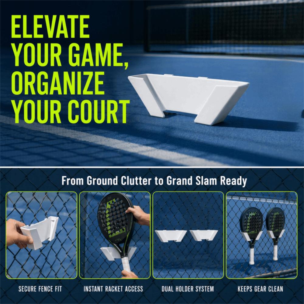 2PCS Plug-in Tennis Racket Wall Mount Weatherproof Sports Court Fence Hook Fence Mount