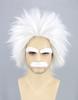 Topcosplay Grandpa Gray Hair Wig with Eyebrows and Uniform Wig, Beard, Scientist/Doctor Costume, Funny, Comedy, Manzai, Costume, Party, Entertainment,