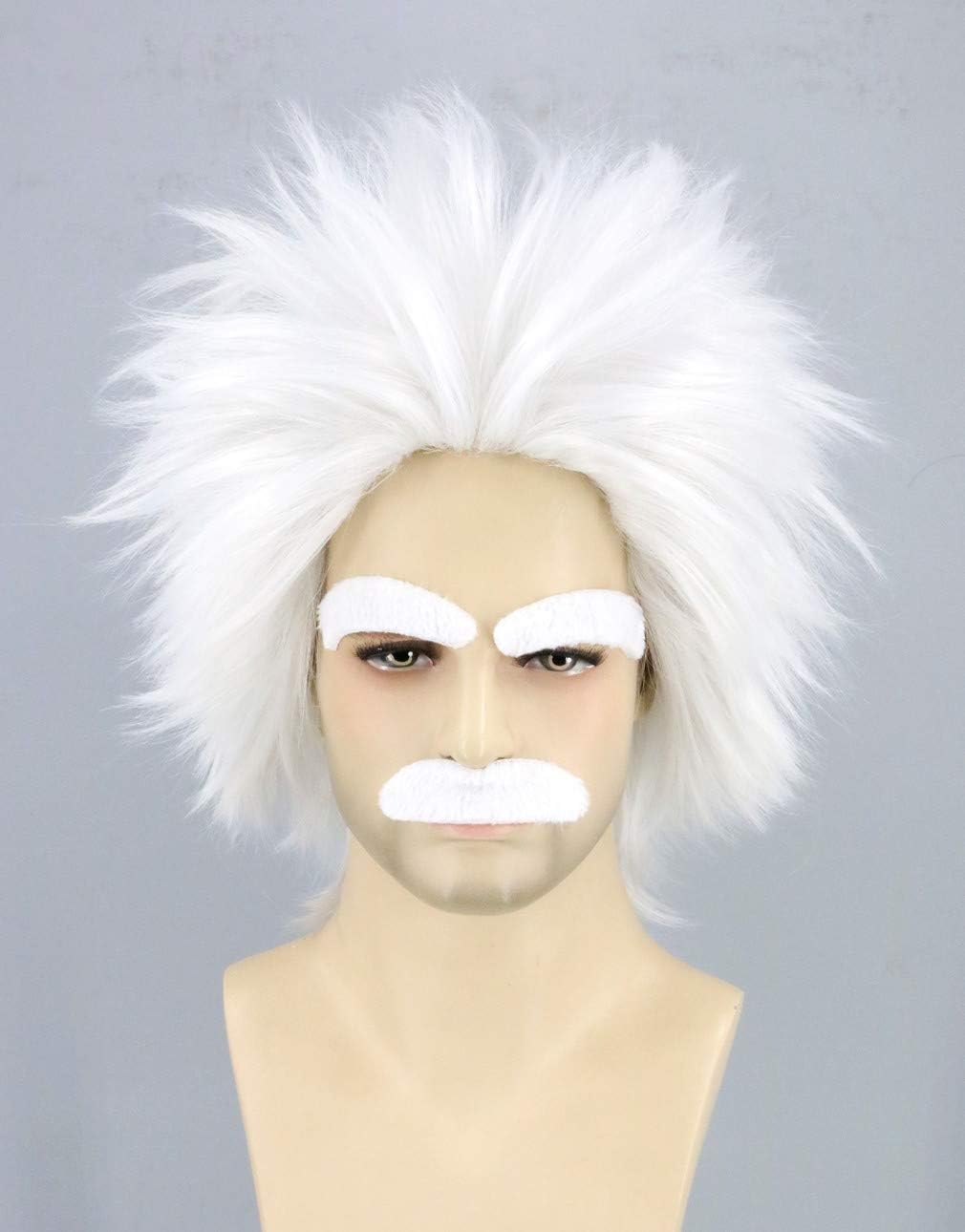 

Topcosplay Grandpa Gray Hair Wig with Eyebrows and Uniform Wig, Beard, Scientist/Doctor Costume, Funny, Comedy, Manzai, Costume, Party, Entertainment,