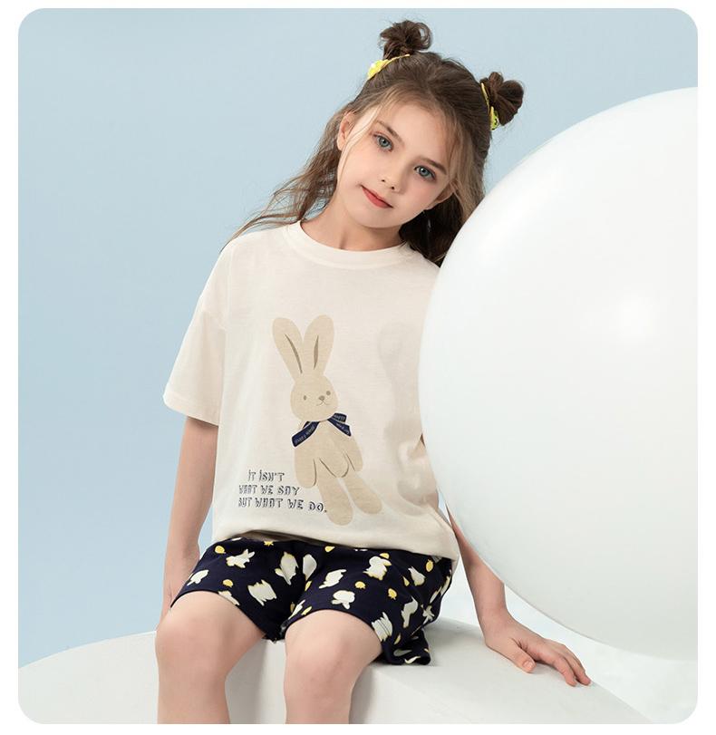 English Bolun Girls' Short-sleeved Shorts Summer Comfortable Home Clothing Set