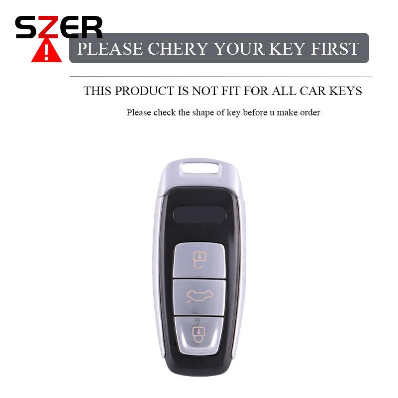 Legierung Leder Auto Fernbedienung Schlüsselhülle Abdeckung Schale Fob für A3 A4 B9 A6 A7 4K A8 E-tron Q5 Q8 C8 D5 SQ8 Schlüssel Schutztasche
