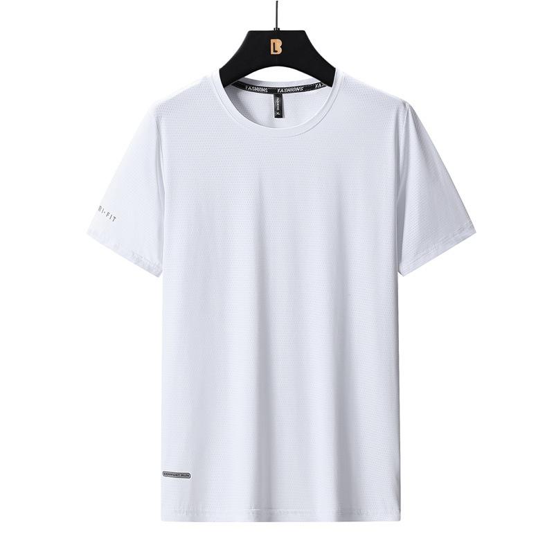 High-Quality Ice Silk T-Shirts Men Plus Size 8XL Male Tshirt Fat Man Tee Shirt Breathable Wearing Tee Tops Running