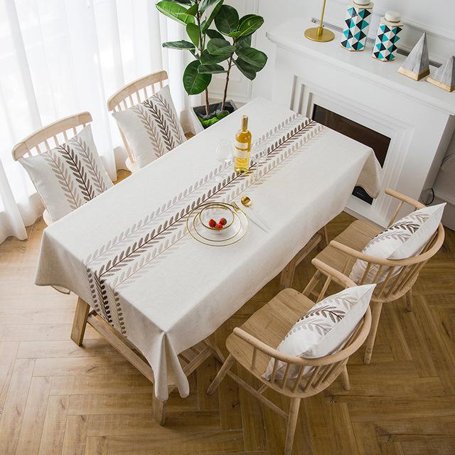 

Полиэстер Лен Водонепроницаемый Современный Лист Цветок Стол Флаг Вышитый Геометрический Скатерть Прямоугольный Чайный Стол Скатерть Стол 120x180cm