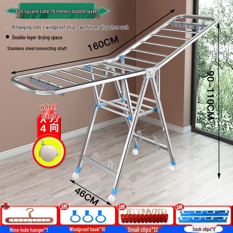Foldable Stainless Steel Clothes Rack for Indoor/Outdoor Use