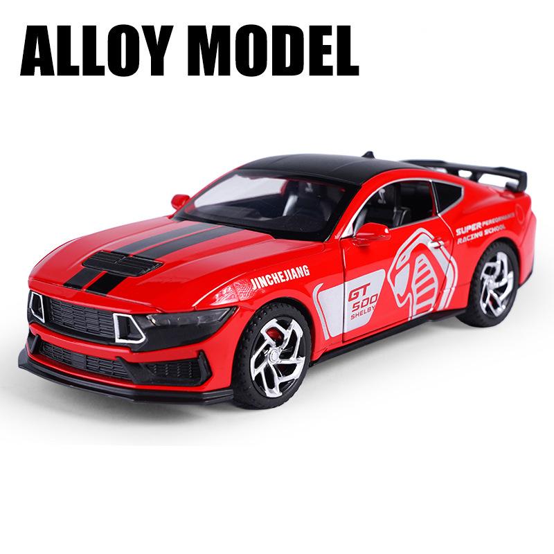 1/32 Ford Mustang Shelby GT500 Alloy Sports Car Model Diecasts Metal Toy Track Racing Car Model Sound and Light Collection Kids Gifts