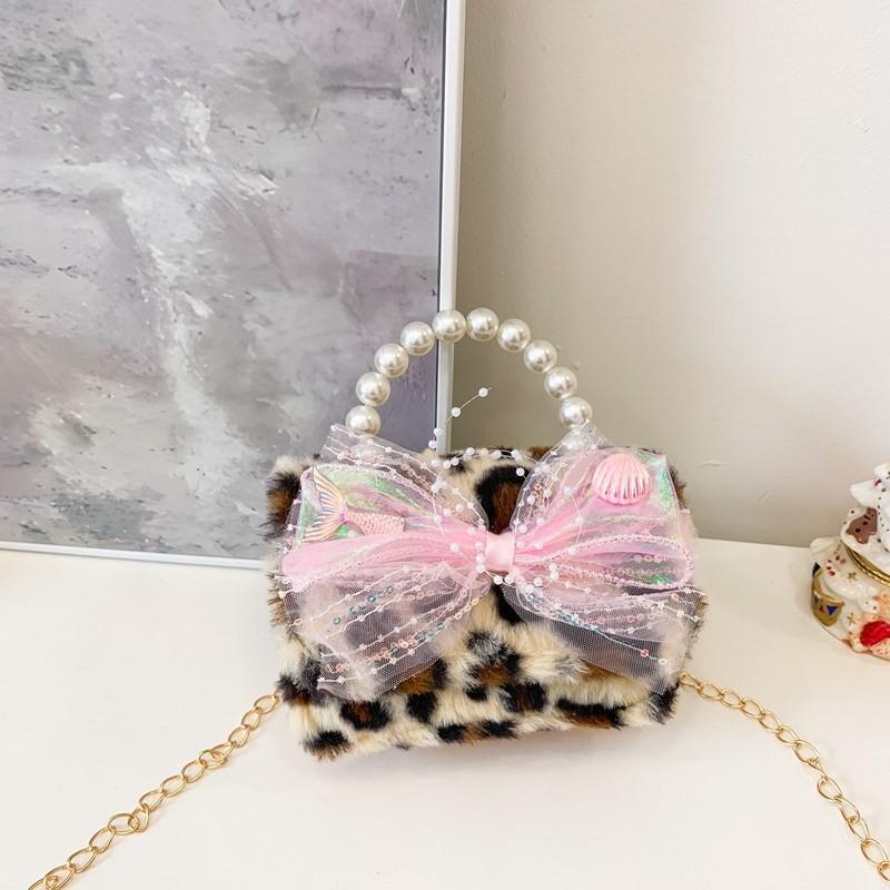 

Стильная и модная розовая и фиолетовая плюшевая детская сумочка с бантом для детей Khaki Bow