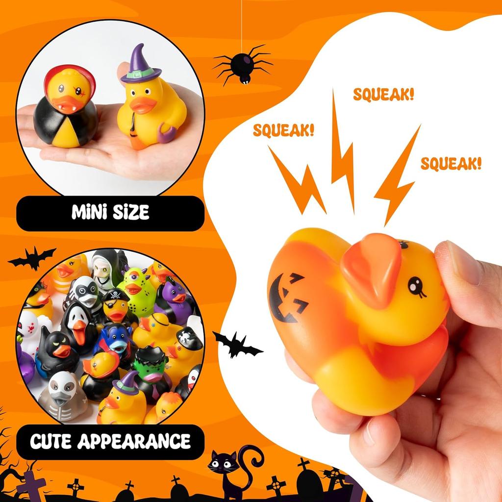 Spooky Holiday Rubber Ducks Bulk Spooky Holiday Style Ducks designed for Jeeps Ducking Trick or Treat Supplies Goodie Pouch Fillers Celebration Favors