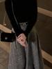 Gray High-Waisted Wool Blend Midi Skirt with Highlight Pocket Print for Women