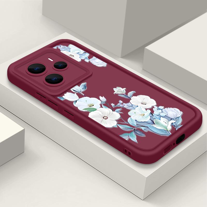 

Матовий м який чохол із квітковим візерунком для Xiaomi 14T Pro 13T Redmi Poco X7 F6 Pro X6 Note 14 Pro 13 12 11 TPU Захист об єктива Ударостійкий силіконовий чохол для телефону Xiaomi 14T Pro синій/вина червоного кольору