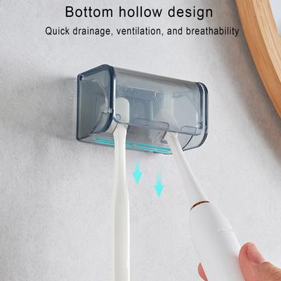 2Pcs Electric Toothbrush Holder Wall Mounted 2 Slots Design Automatic Cover Compact Toothbrush Storage Organizer