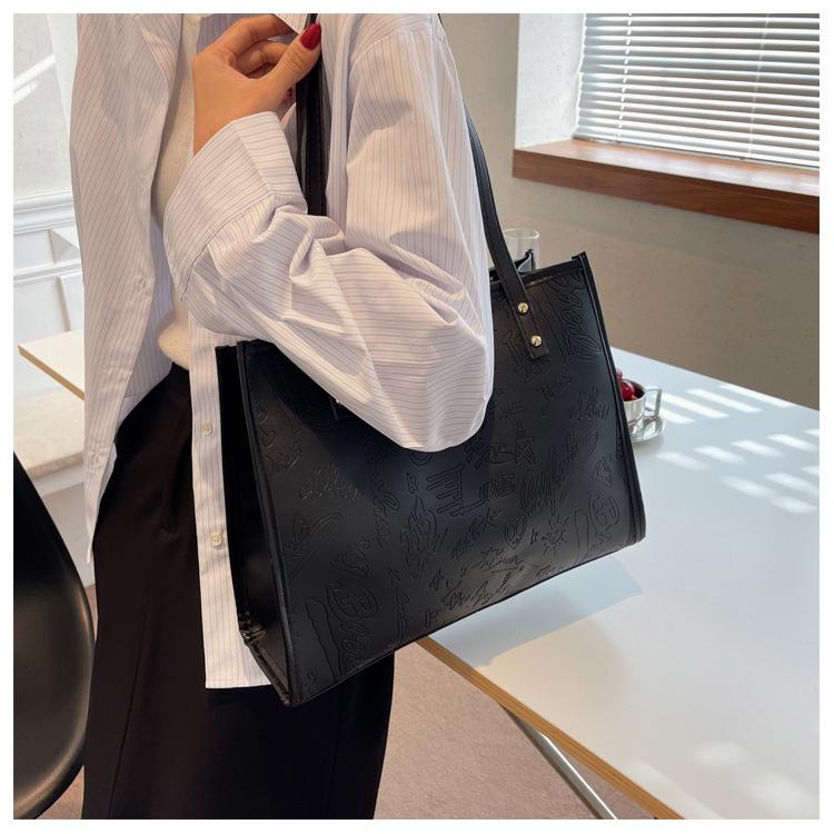 Women's Faux Leather Large Capacity Satchel Bag Korean Style Vintage Single Shoulder Handbag Crossbody Purse