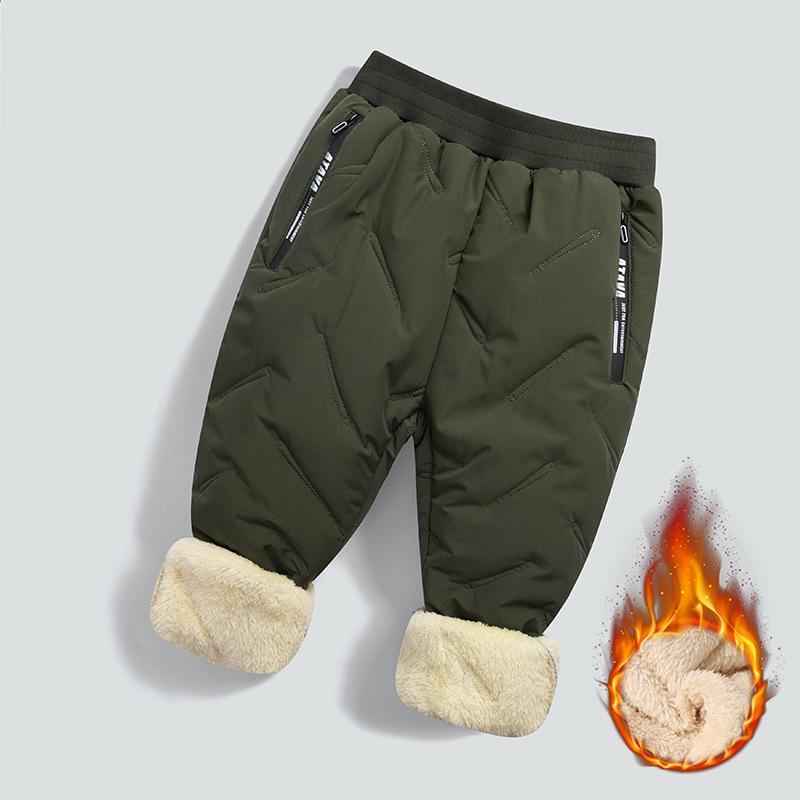 

Детские зимние бархатные утолщенные леггинсы - теплые, морозостойкие хлопковые брюки для мальчиков и девочек 140 cm армия зеленый