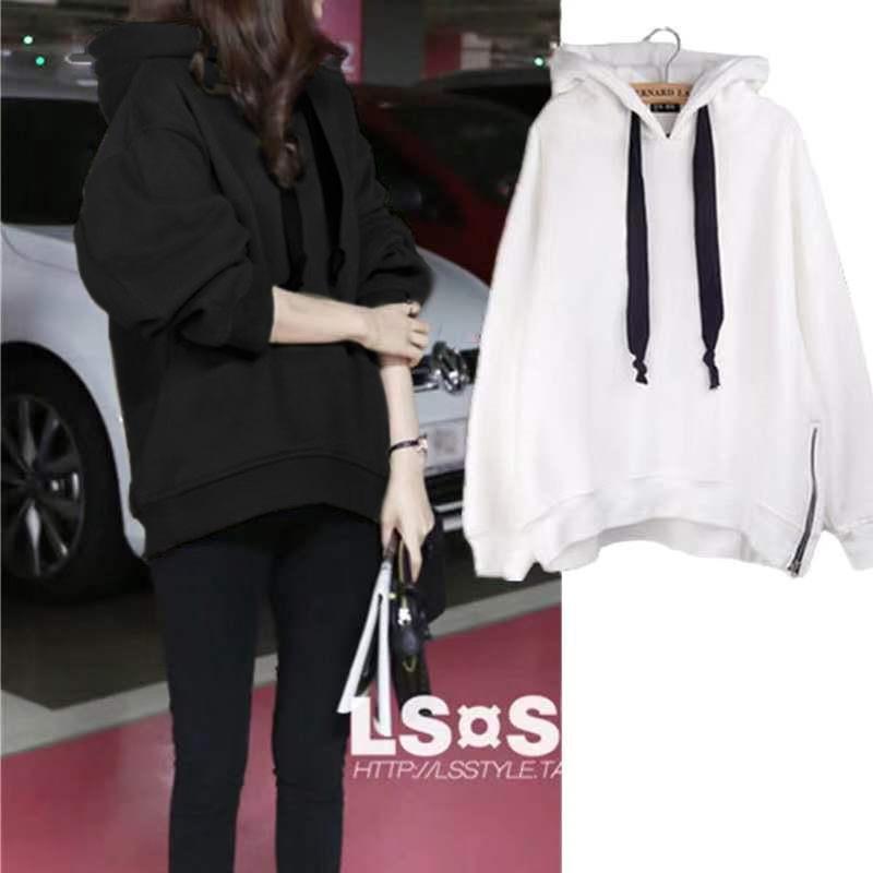2023 Høst/Vinter Dame Koreansk Stil Fleece Hettegenser Langermet Løs Pullover Sweatshirt