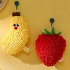 Cute Fruit Hand Towel Fuzzy Strawberry Banana Towel Absorbent Chenille Soft Puff Towel with Hanging Loop