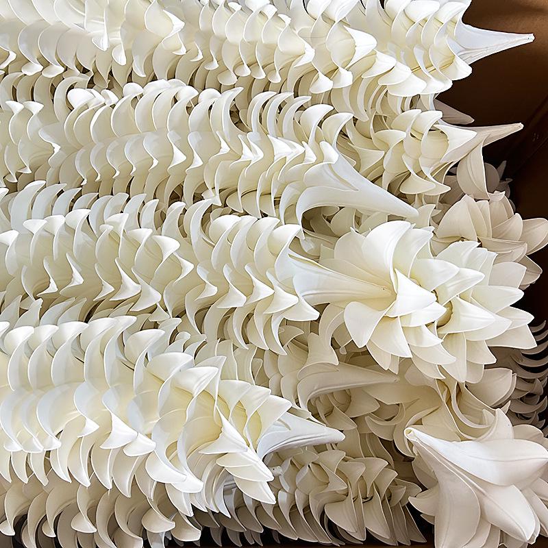 Lily Flower Ceiling Decor: Romantic White Crystal Arrangement for Weddings