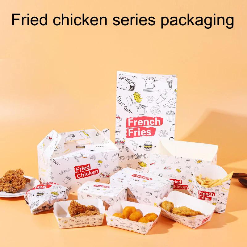 50/100Pcs Disposable French Fries Box Food Fried Chicken Packaging Box Party Supplies Food For Kids Birthday Tray