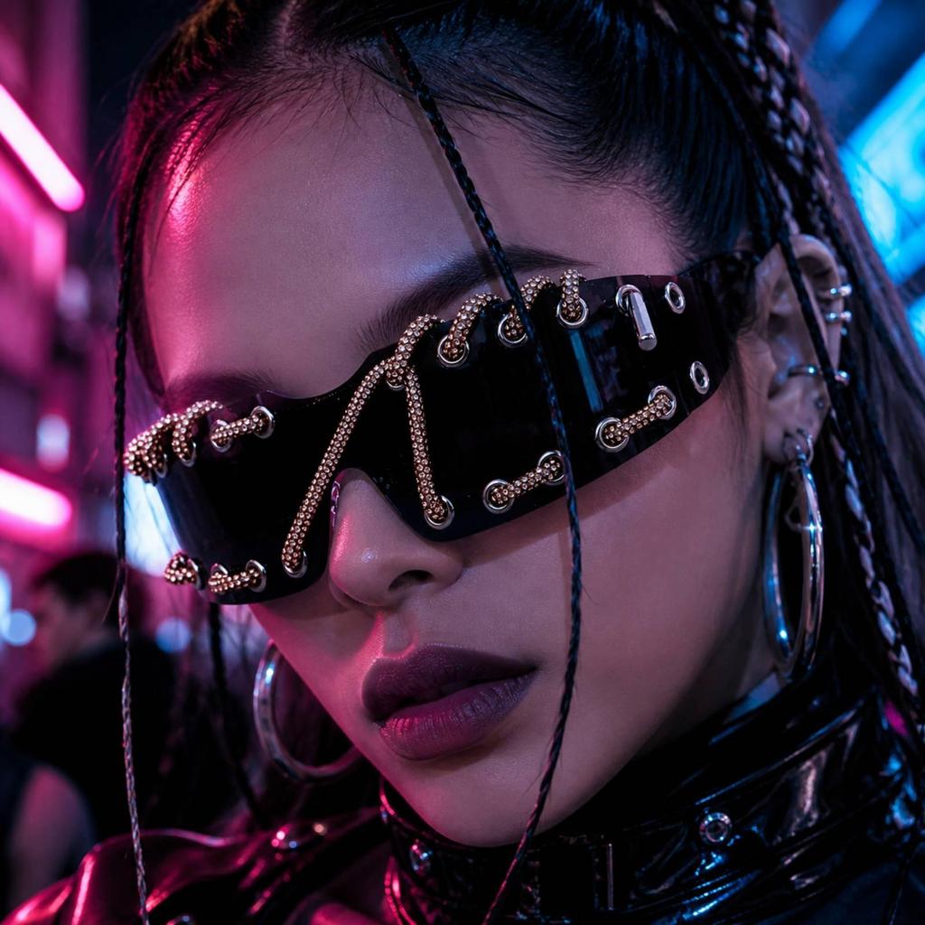 Sunglasses with Rhinestone Cord Sparkle Glasses Trendy for Parties