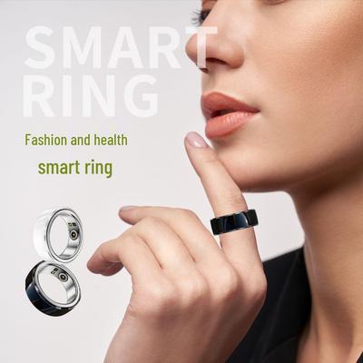 Smart Zirconia Ring: Heart Rate, Blood Oxygen, Sleep, Pedometer, Waterproof, with Large Charging Case