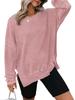 Women's Autumn New Style Crew Neck Long Sleeve Side Slit Checked Waistcoat T-Shirt