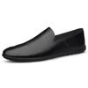 Men's Summer 2024 Soft Leather Loafers - Single Layer, Flat Bottom, Casual Slip-on Driving Shoes