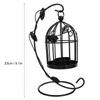 Retro Hollow Out Bird Cage Iron Hanging Candle Holder Candlestick Lantern Home Decor (Black)
