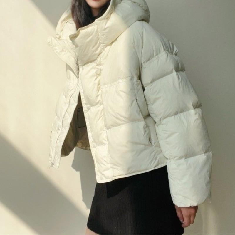 2026 Womens Short Puffer Coat Hooded Thick Warm Cotton Jacket Casual Winter Fashion Outerwear