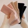 Plush Splicing Knit Gloves Stylish Solid Color Fingerless Hand Warmers With Thumb Hole Winter Coldproof Versatile Writing Gloves