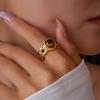 Tiger's eye pleated irregular round open ring personalized niche unique jewelry