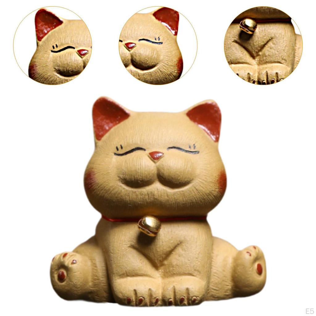 Cat Statue Tea Pet Bookshelf Decorative Crafts Desktop Animal Sculpture Ornament for Lovers