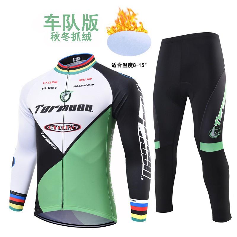 Warm Fleece Long Sleeve Cycling Jersey Set Men Women Winter Mountain Bike Riding Gear